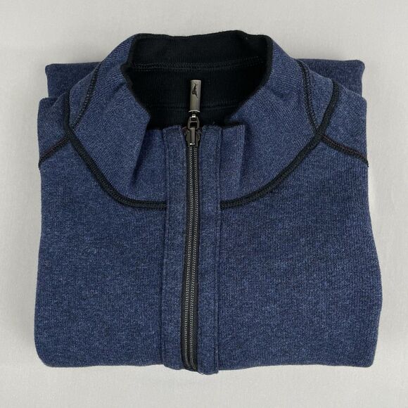 Tommy Bahama Flip Coast Reversible Sweater Half Zip Men's XL Heather Blue Black - Picture 13 of 16